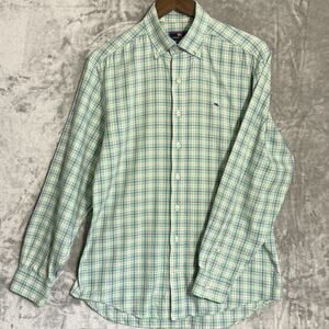 Vineyard Vines Whale Shirt Mens Small Green Plaid Button Down Cotton Long Sleeve